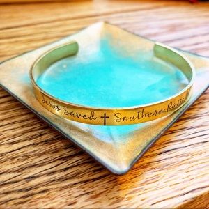 🆕 Jesus Saved, Southern Raised Handstamped Cuff Bracelet